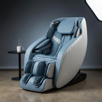 Blue Faux Leather Zero Gravity Recliner 3D Programmable Massage Chair — Studio Shot