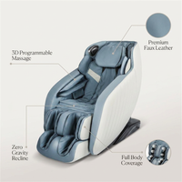 Blue Faux Leather Zero Gravity Recliner 3D Programmable Massage Chair — infographic
