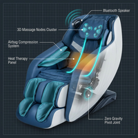 Blue Faux Leather Zero Gravity Recliner 3D Programmable Massage Chair — How It Works
