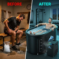 Cold Plunge Tub, 248 Gallon, 1 Horsepower, Heavy-Duty Ice Bath Tub for Athletes with Hot & Cold, Portable Inflatable Plunge Chiller with Water Treatment Kit, Immersion Therapy, Wifi (Black, 1 Set) — Before & After