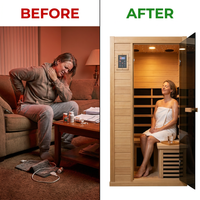 Infrared Sauna 1 Person Far Infrared Sauna Low EMF Indoor Sauna with Starry Light Ceiling Speakers Personal Dry Sauna for Home Gym Spa Fast Heating Easy Assembly 30.7X 30.7X62.2 — Before & After