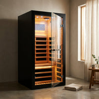Infrared Sauna 1 Person Far Infrared Sauna Low EMF Indoor Sauna with Starry Light Ceiling Speakers Personal Dry Sauna for Home Gym Spa Fast Heating Easy Assembly 30.7X 30.7X62.2 — Studio Shot