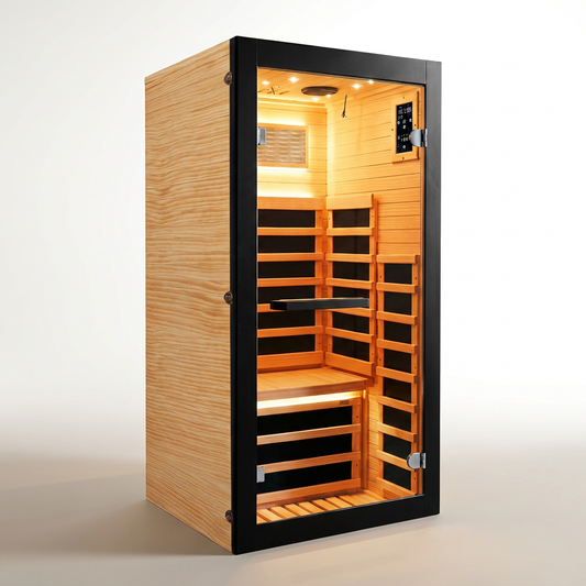 Infrared Sauna 1 Person Far Infrared Sauna Low EMF Indoor Sauna with Starry Light Ceiling Speakers Personal Dry Sauna for Home Gym Spa Fast Heating Easy Assembly 30.7X 30.7X62.2 — Studio Shot