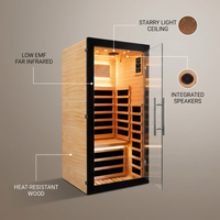 Infrared Sauna 1 Person Far Infrared Sauna Low EMF Indoor Sauna with Starry Light Ceiling Speakers Personal Dry Sauna for Home Gym Spa Fast Heating Easy Assembly 30.7X 30.7X62.2 — infographic
